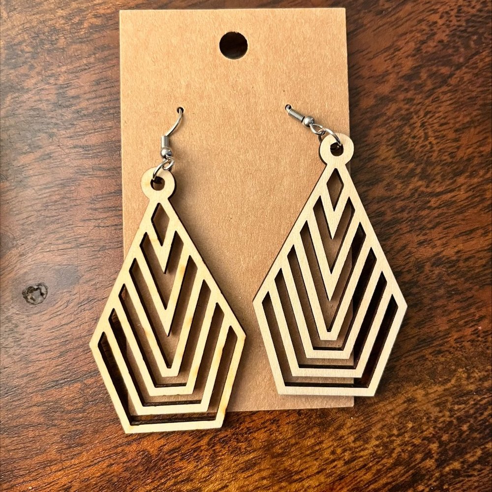 Wooden Earrings - Light Stain